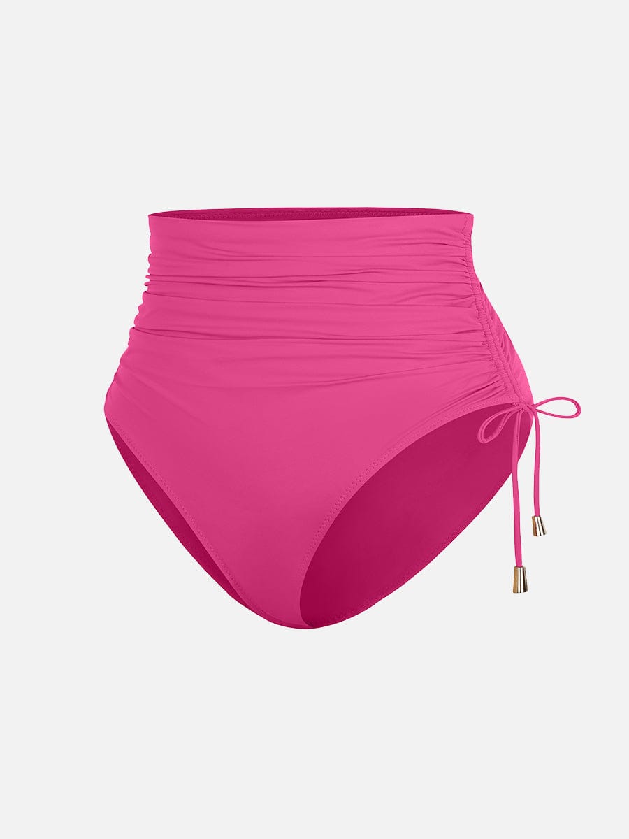 Deep V Metal Ring Drawstring Tummy Control One-Piece Swimsuit