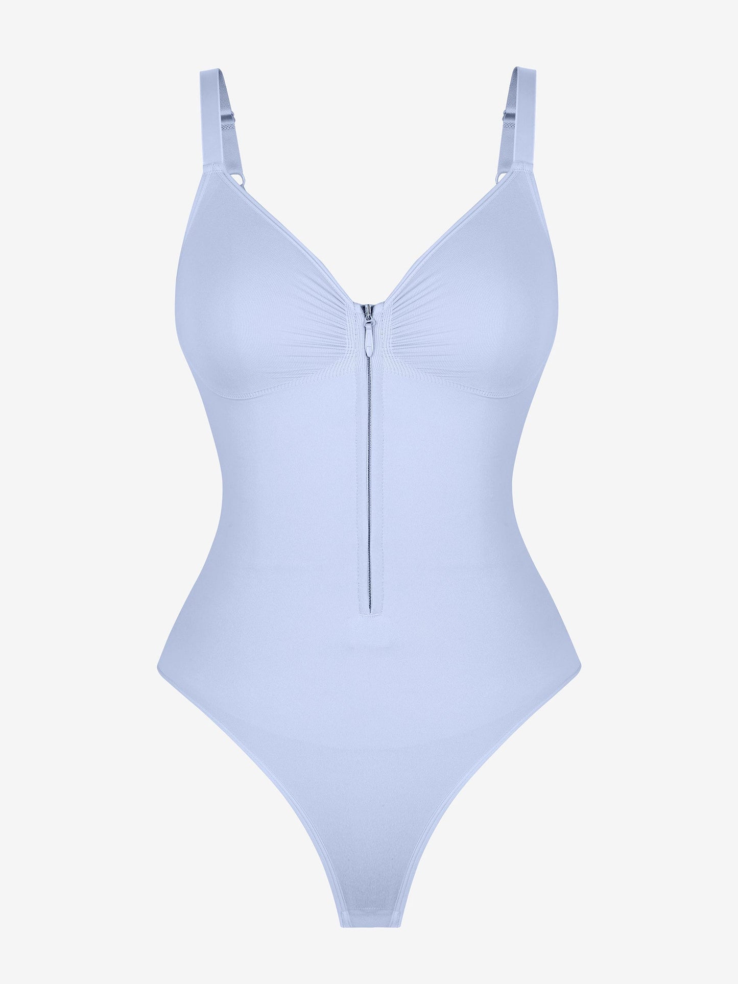 Seamless Plunge Chest-Support Bodysuit with Inner Clips
