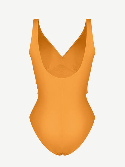 Sexy Deep V-Neck One-Shoulder Pleated Swimsuit