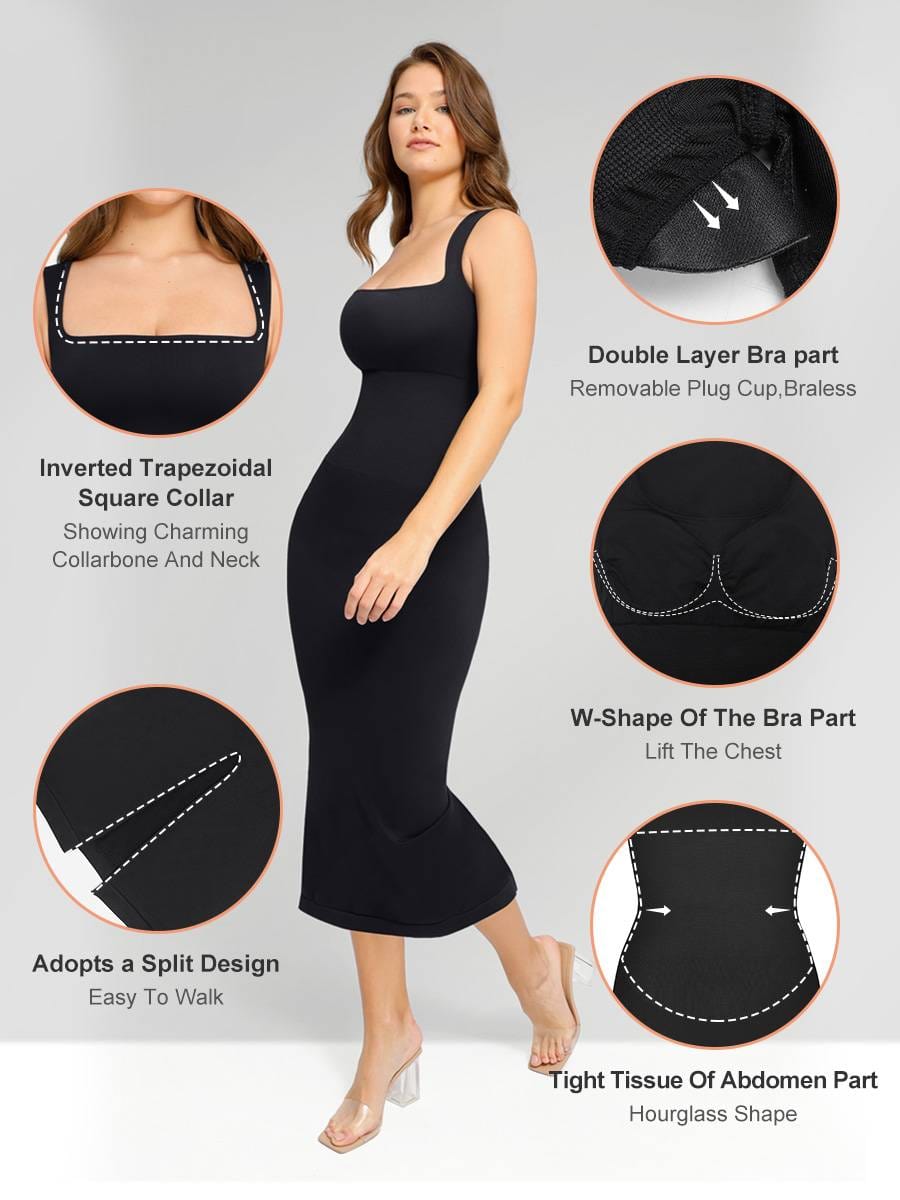 Eco-Friendly Seamless 360° Waist Control Spaghetti Strap Suspender Long Skirt