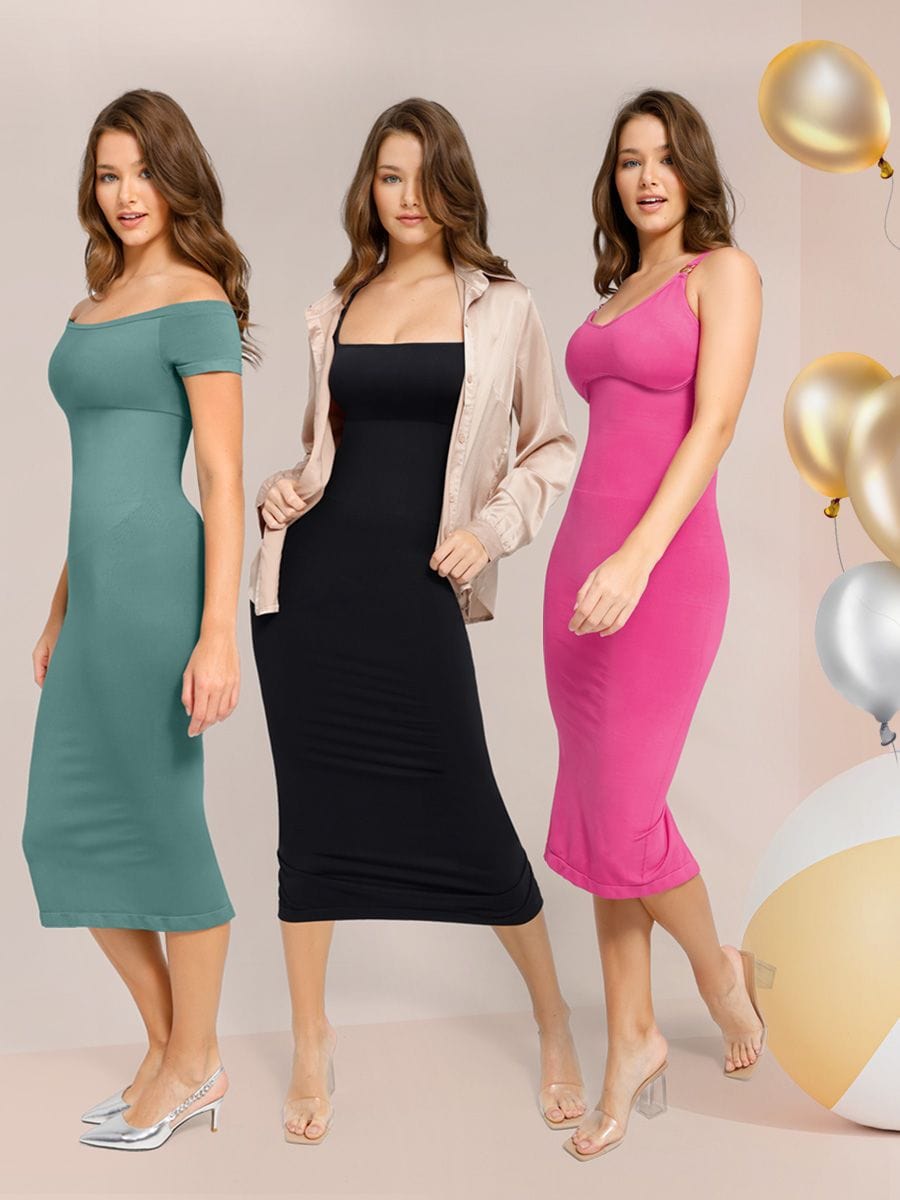 Eco-Friendly Seamless 360° Waist Control Spaghetti Strap Suspender Long Skirt