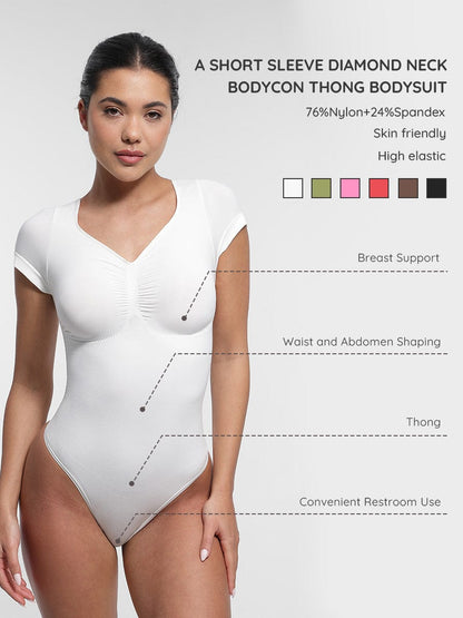 Seamless Bust Support Waist & Abdomen Shaping Thong Bodysuit