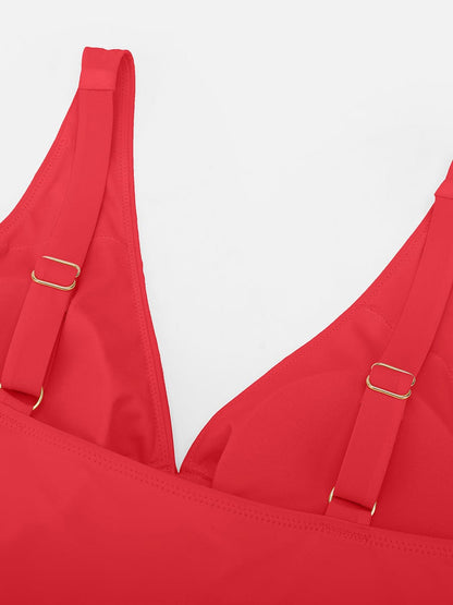 Waist Shaping Mesh Rushed One-Piece Swimsuit