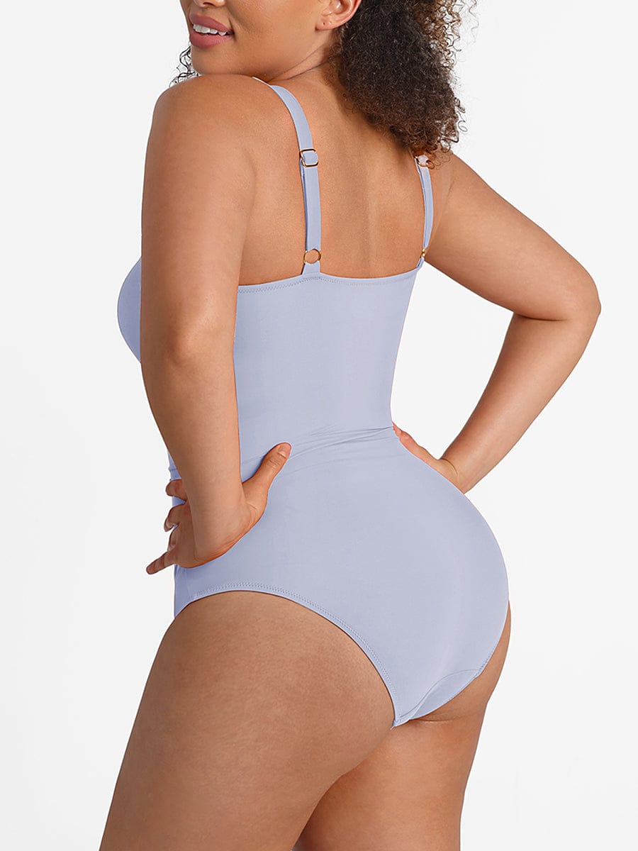Waist Shaping Mesh Rushed One-Piece Swimsuit