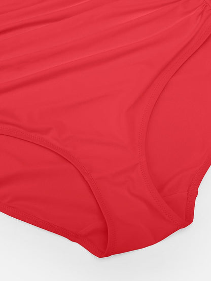 Waist Shaping Mesh Rushed One-Piece Swimsuit