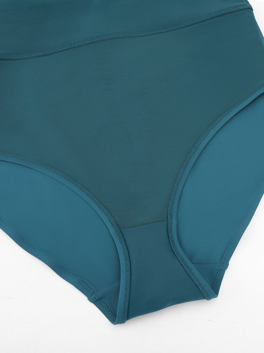 Deep V Metal Ring Drawstring Tummy Control One-Piece Swimsuit