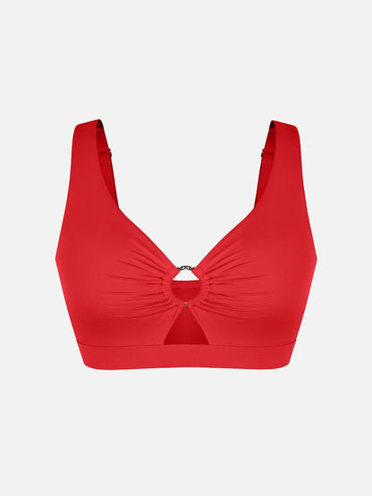 Deep V Metal Ring Drawstring Tummy Control One-Piece Swimsuit