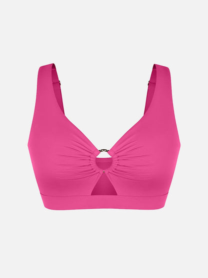 Deep V Metal Ring Drawstring Tummy Control One-Piece Swimsuit