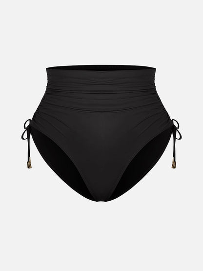 Deep V Metal Ring Drawstring Tummy Control One-Piece Swimsuit