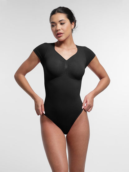 Seamless Bust Support Waist & Abdomen Shaping Thong Bodysuit