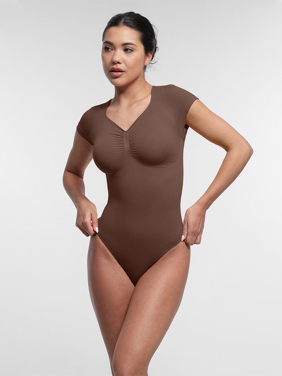 Seamless Bust Support Waist & Abdomen Shaping Thong Bodysuit