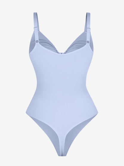 Seamless Plunge Chest-Support Bodysuit with Inner Clips