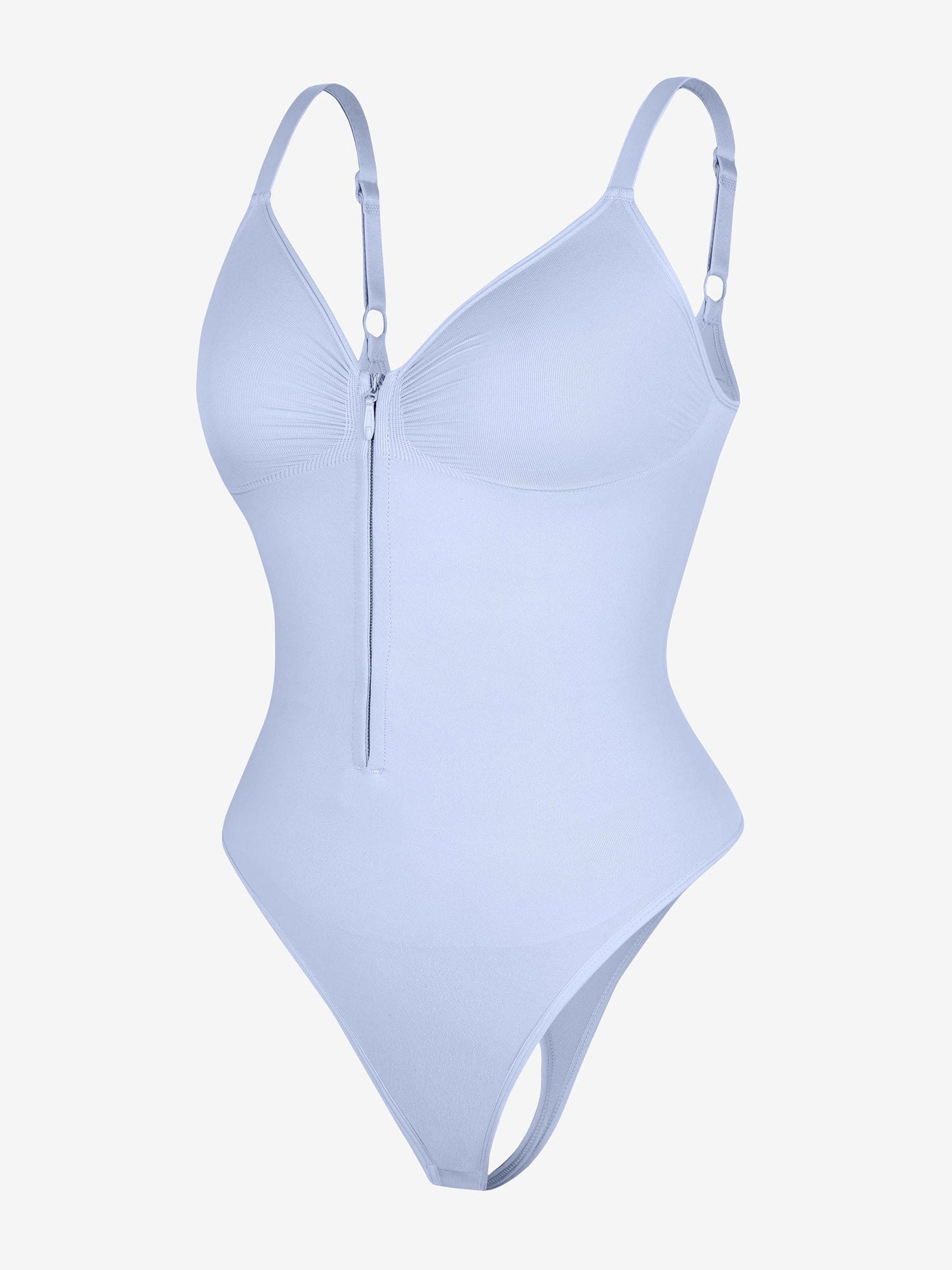Seamless Plunge Chest-Support Bodysuit with Inner Clips