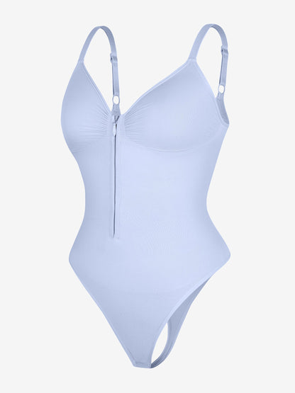 Seamless Plunge Chest-Support Bodysuit with Inner Clips