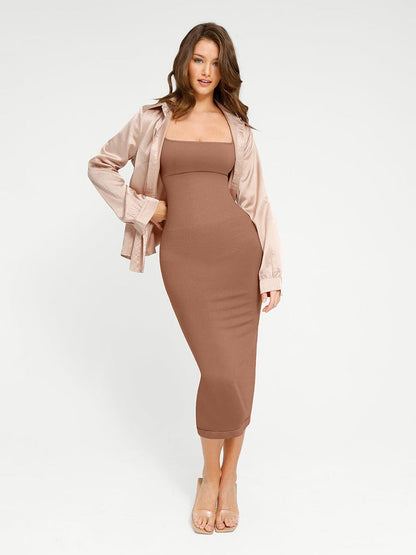 Eco-Friendly Seamless 360° Waist Control Spaghetti Strap Suspender Long Skirt